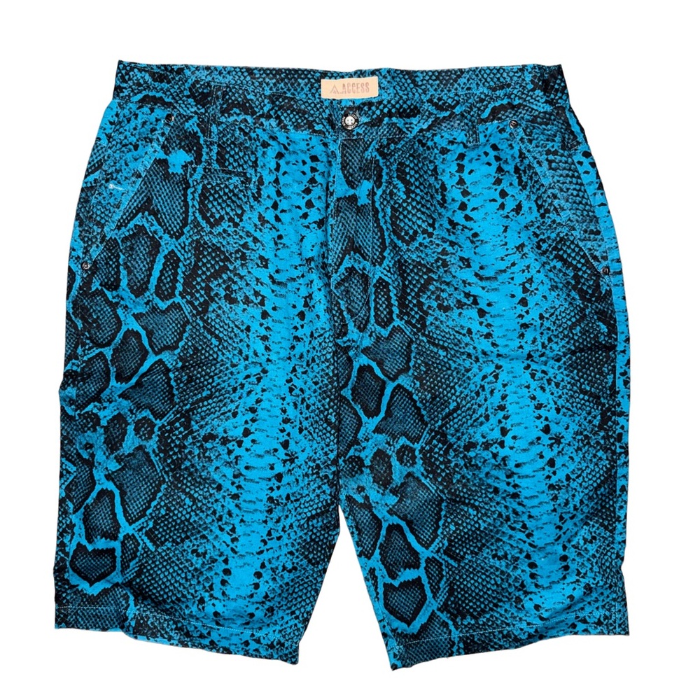 💖 Access Blue Snake Print Y2K Statement Shorts Streetwear